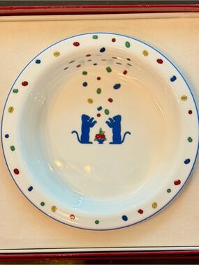 Cartier La Maison des Enfants Baby Plate Bowl Porcelain Blue Panther Vintage 88